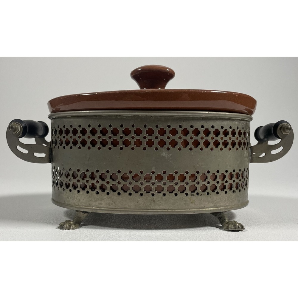 Vintage Berndes Cast Iron Cookware with Perforated Metal Holder - Made in German